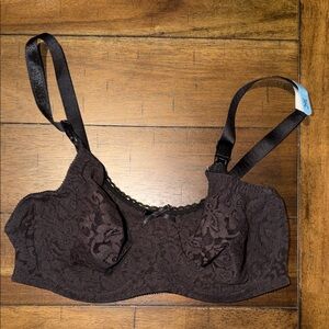 Bali Bra 36C New Black Lace Underwire Bra see-through adjustable